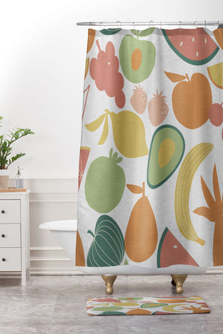 Emanuela Carratoni Fruit Salad Theme Shower Curtain And Mat