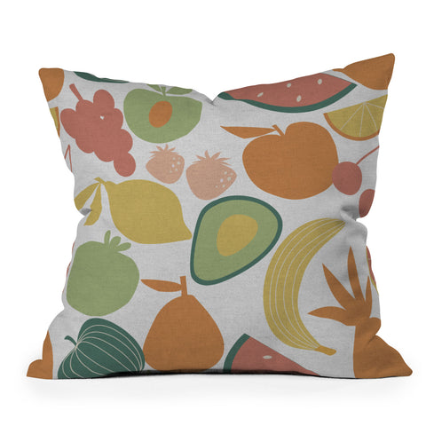 Emanuela Carratoni Fruit Salad Theme Throw Pillow