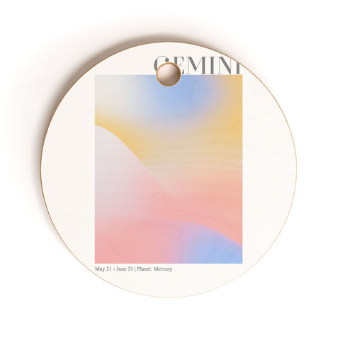 Emanuela Carratoni Gemini Zodiac Sign Gradient Cutting Board Round