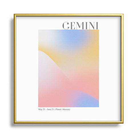 Emanuela Carratoni Gemini Zodiac Sign Gradient Metal Square Framed Art Print