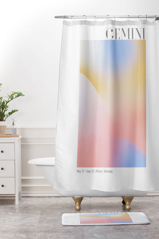 Emanuela Carratoni Gemini Zodiac Sign Gradient Shower Curtain And Mat