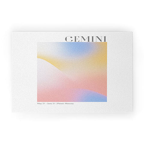 Emanuela Carratoni Gemini Zodiac Sign Gradient Welcome Mat