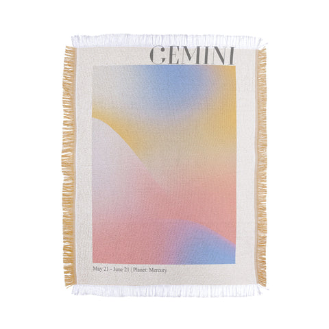 Emanuela Carratoni Gemini Zodiac Sign Gradient Throw Blanket