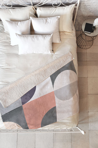 Emanuela Carratoni Geometric Moontime Fleece Throw Blanket