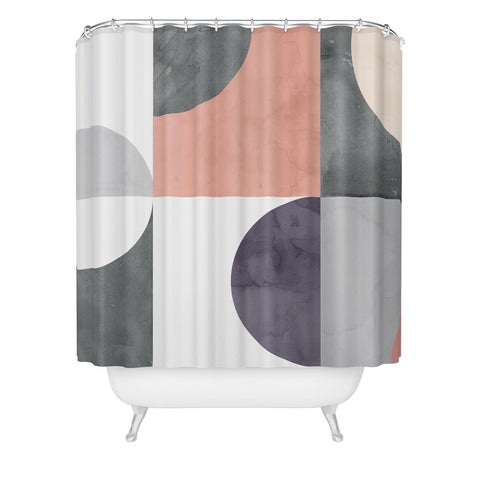 Emanuela Carratoni Geometric Moontime Shower Curtain