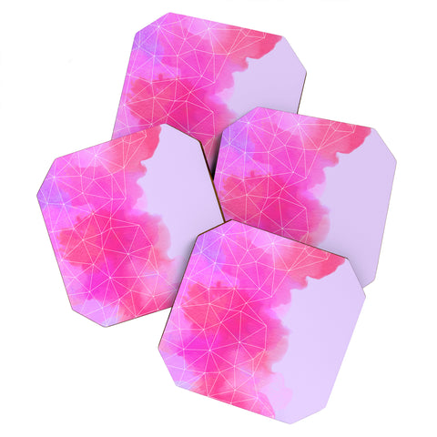 Emanuela Carratoni Geometric Pink Shadows Coaster Set