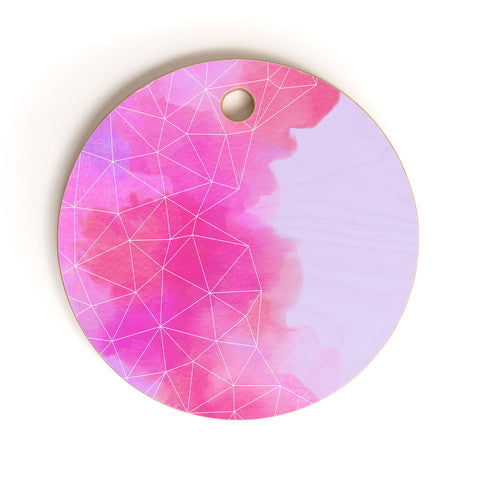 Emanuela Carratoni Geometric Pink Shadows Cutting Board Round