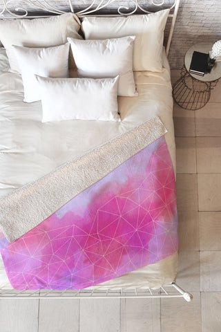 Emanuela Carratoni Geometric Pink Shadows Fleece Throw Blanket