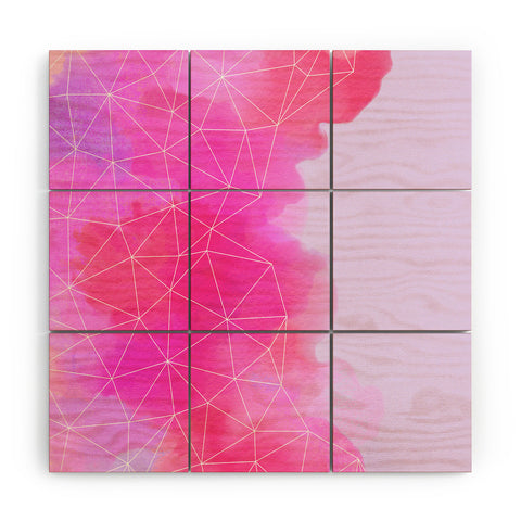 Emanuela Carratoni Geometric Pink Shadows Wood Wall Mural