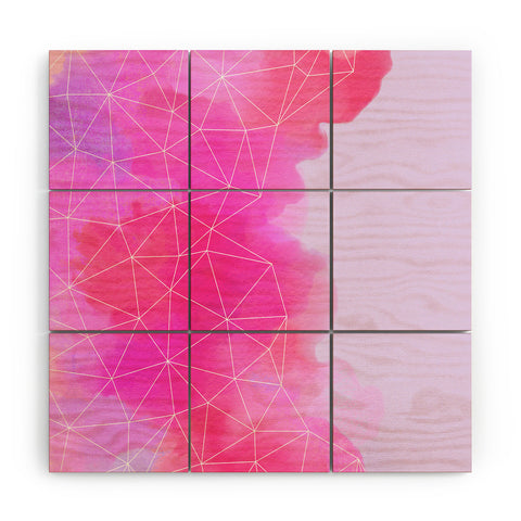 Emanuela Carratoni Geometric Pink Shadows Wood Wall Mural