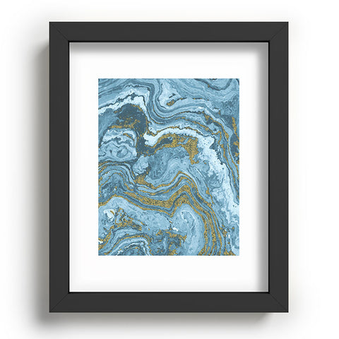 Emanuela Carratoni Gold Waves on Blue Recessed Framing Rectangle