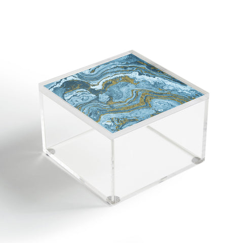 Emanuela Carratoni Gold Waves on Blue Acrylic Box