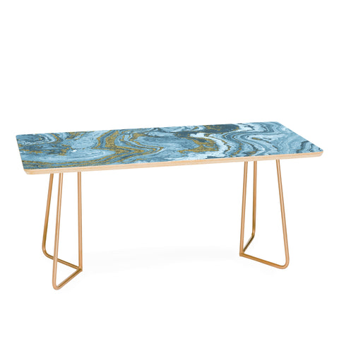Emanuela Carratoni Gold Waves on Blue Coffee Table