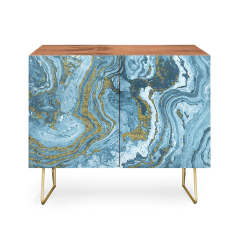 Emanuela Carratoni Gold Waves on Blue Credenza