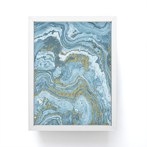 Emanuela Carratoni Gold Waves on Blue Framed Mini Art Print