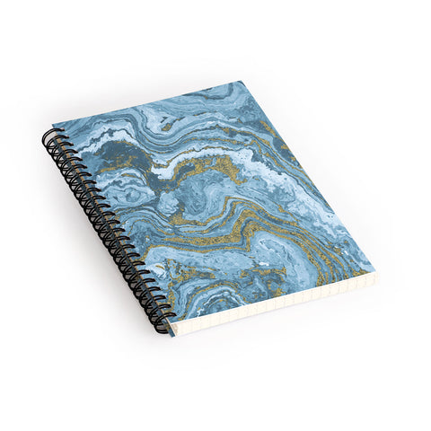 Emanuela Carratoni Gold Waves on Blue Spiral Notebook