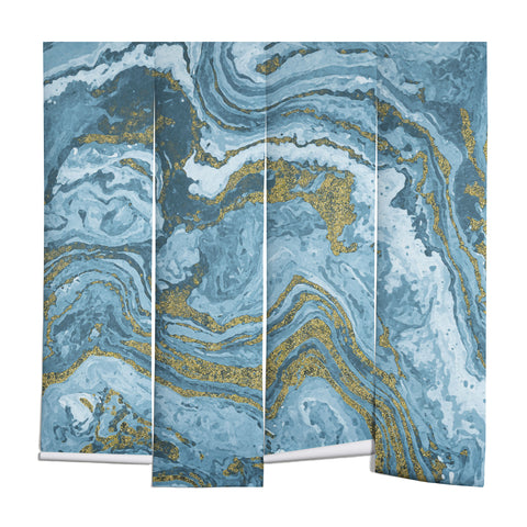 Emanuela Carratoni Gold Waves on Blue Wall Mural