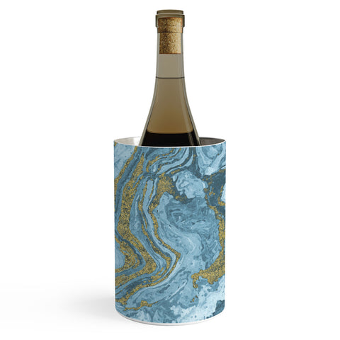 Emanuela Carratoni Gold Waves on Blue Wine Chiller