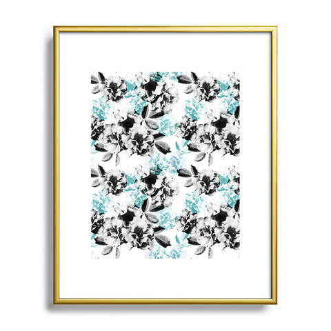 Emanuela Carratoni Gray and Blue Rose Garden Metal Framed Art Print