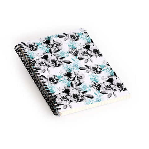 Emanuela Carratoni Gray and Blue Rose Garden Spiral Notebook