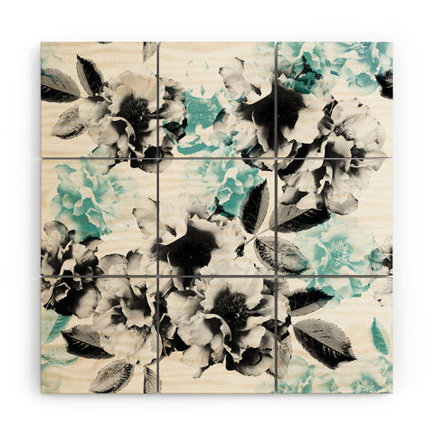Emanuela Carratoni Gray and Blue Rose Garden Wood Wall Mural