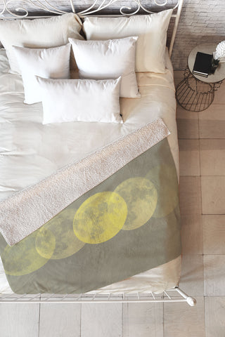 Emanuela Carratoni Gray and Illuminating Moon Fleece Throw Blanket