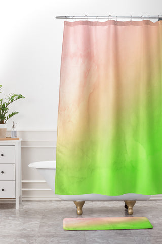 Emanuela Carratoni Greenery and Rose Shower Curtain And Mat