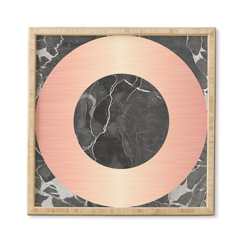 Emanuela Carratoni Grey Marble with a Pink Circle Framed Wall Art