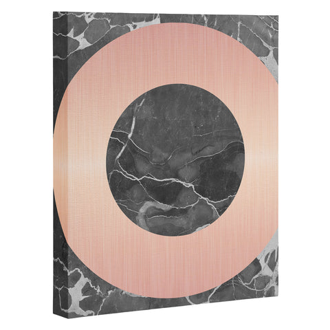 Emanuela Carratoni Grey Marble with a Pink Circle Art Canvas