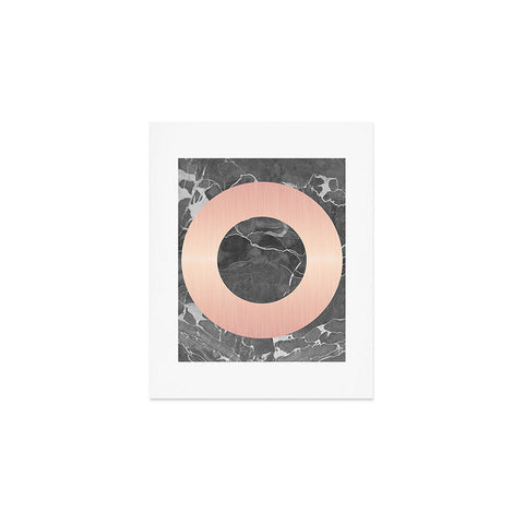 Emanuela Carratoni Grey Marble with a Pink Circle Art Print