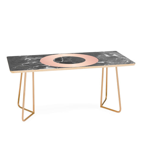 Emanuela Carratoni Grey Marble with a Pink Circle Coffee Table