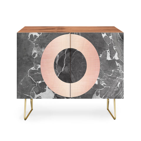 Emanuela Carratoni Grey Marble with a Pink Circle Credenza