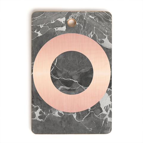 Emanuela Carratoni Grey Marble with a Pink Circle Cutting Board Rectangle