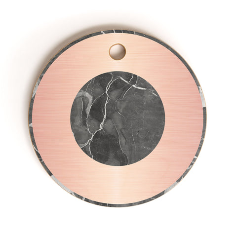 Emanuela Carratoni Grey Marble with a Pink Circle Cutting Board Round