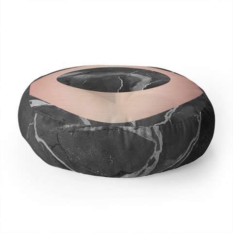 Emanuela Carratoni Grey Marble with a Pink Circle Floor Pillow Round