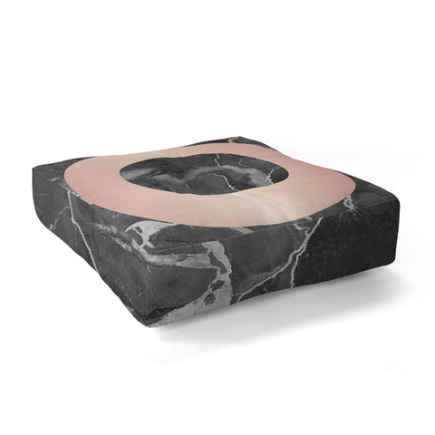 Emanuela Carratoni Grey Marble with a Pink Circle Floor Pillow Square