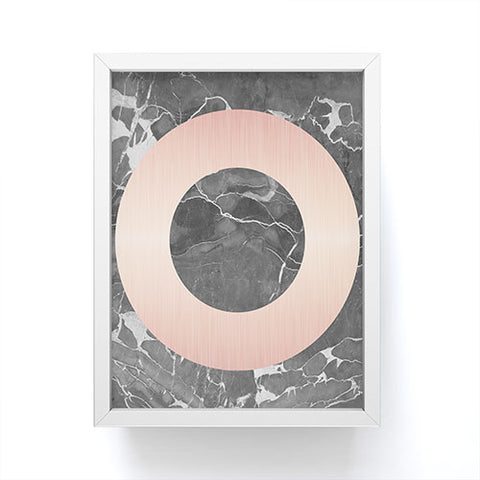Emanuela Carratoni Grey Marble with a Pink Circle Framed Mini Art Print