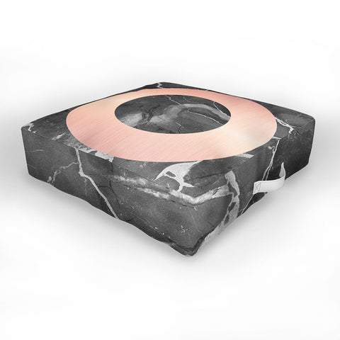 Emanuela Carratoni Grey Marble with a Pink Circle Outdoor Floor Cushion