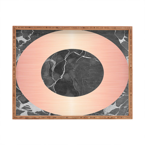 Emanuela Carratoni Grey Marble with a Pink Circle Rectangular Tray
