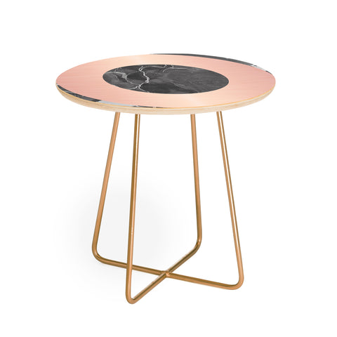 Emanuela Carratoni Grey Marble with a Pink Circle Round Side Table