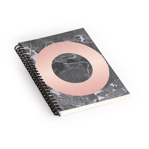Emanuela Carratoni Grey Marble with a Pink Circle Spiral Notebook