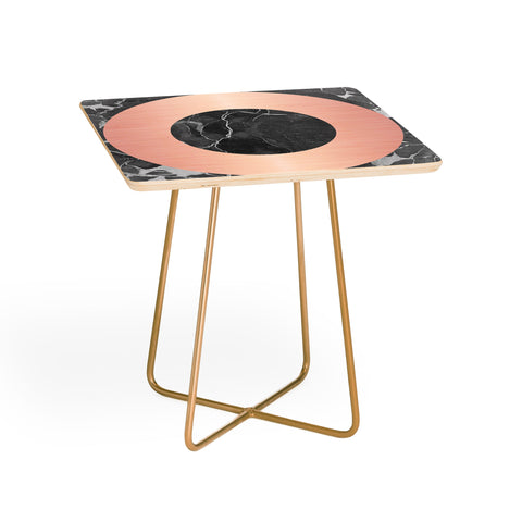 Emanuela Carratoni Grey Marble with a Pink Circle Side Table