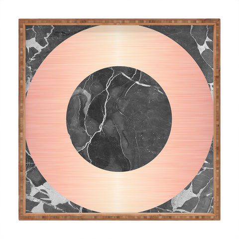 Emanuela Carratoni Grey Marble with a Pink Circle Square Tray