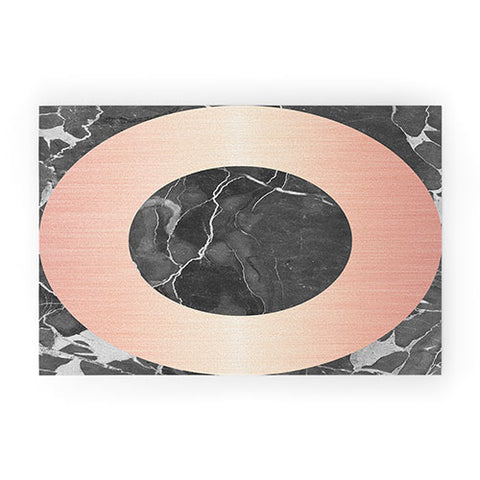 Emanuela Carratoni Grey Marble with a Pink Circle Welcome Mat