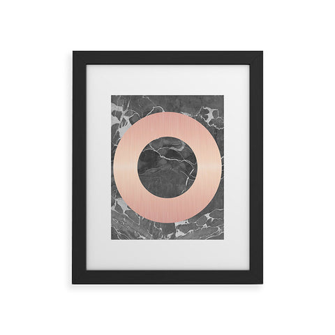 Emanuela Carratoni Grey Marble with a Pink Circle Framed Art Print
