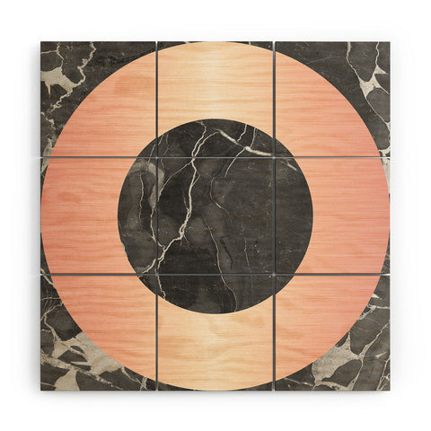 Emanuela Carratoni Grey Marble with a Pink Circle Wood Wall Mural