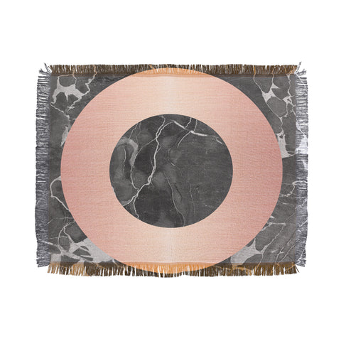 Emanuela Carratoni Grey Marble with a Pink Circle Throw Blanket