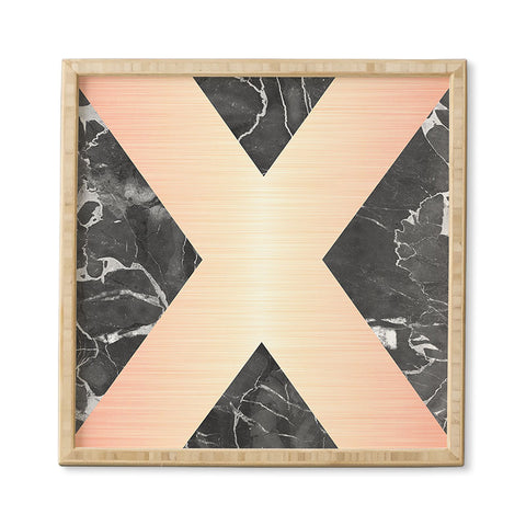 Emanuela Carratoni Grey Marble with a Pink X Framed Wall Art
