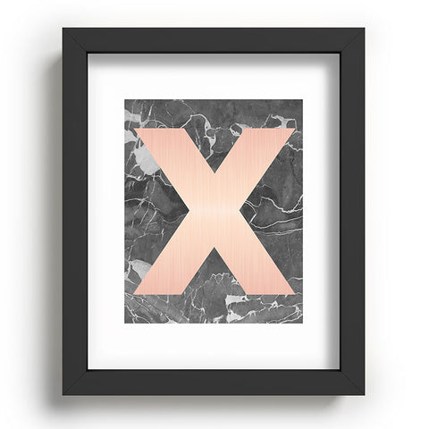 Emanuela Carratoni Grey Marble with a Pink X Recessed Framing Rectangle