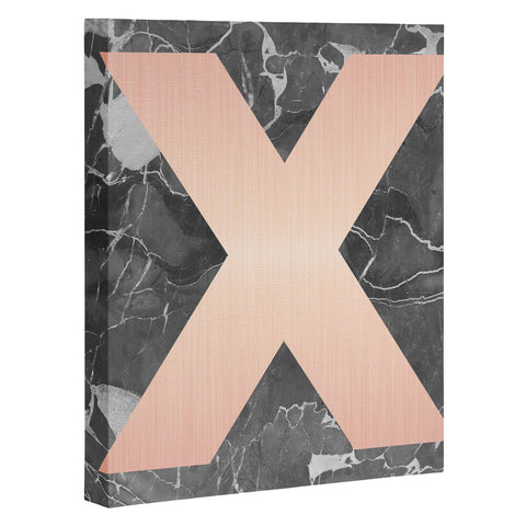 Emanuela Carratoni Grey Marble with a Pink X Art Canvas